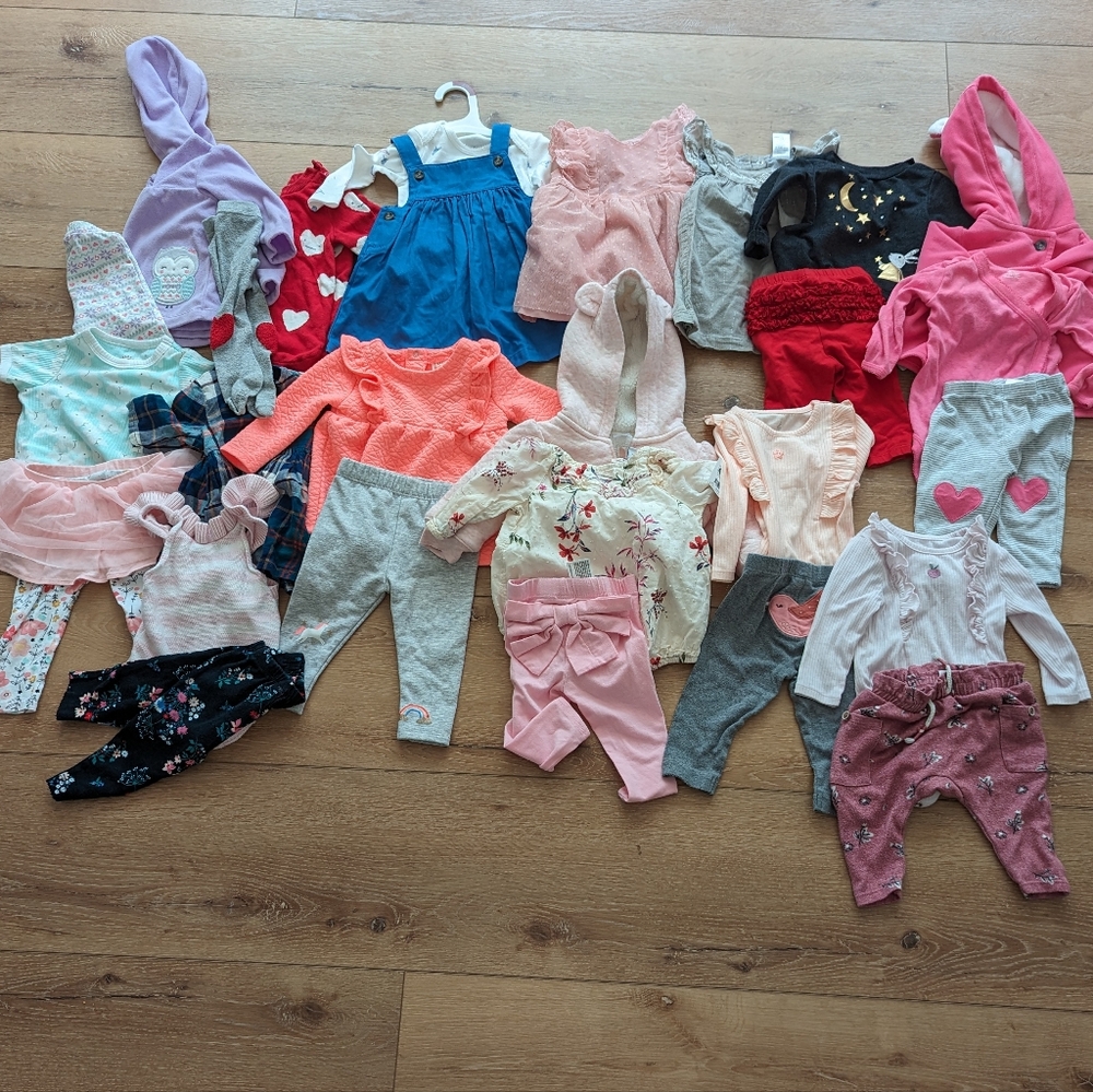 Baby Girl Clothing Bundle 3-6M Fall Winter Outfits Dresses Ruffle Floral Pink